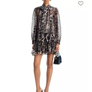 Aqua Animal Print Long Sleeve Dress